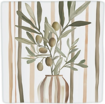 Dekoratives Fliesenstück Natürlicher Stein Olive Branch In Vase