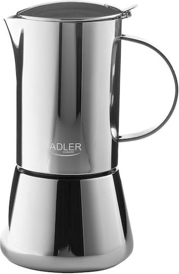 Adler Cafetieră Espresso Electrică Inox Argintie