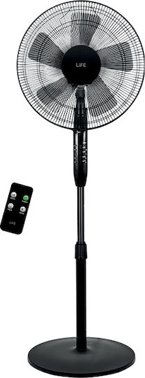 Life Maistrali Ανεμιστήρας Ορθοστάτης 40W Διαμέτρου 40.64cm με Τηλεχειριστήριο Μαύρος