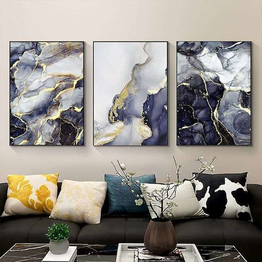 Canvas Wall Poster Without Frame 3x 60x90cm Marble Pattern
