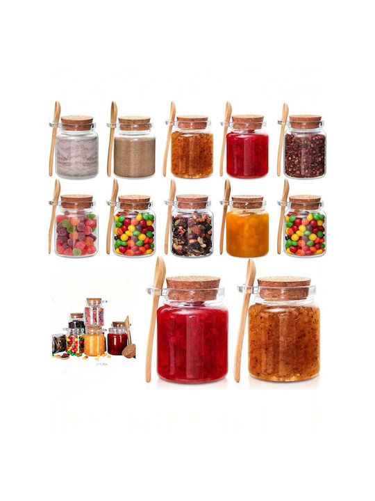 SteweHome Set of 4 General Use Glass White Jars with Cork 250ml