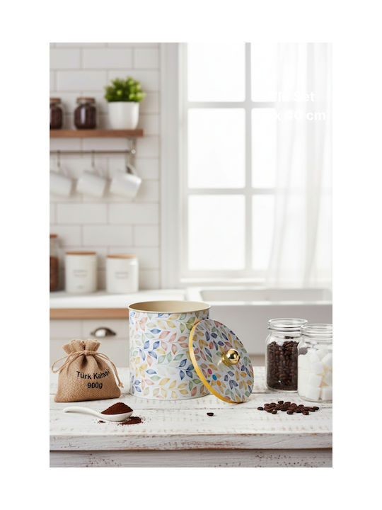 SteweHome Jar for Coffee Tea Sugar with Airtight Lid Metallic White 2400ml