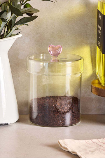 SteweHome Βάζο για Καφέ με Καπάκι Γυάλινο Διάφανο 750ml
