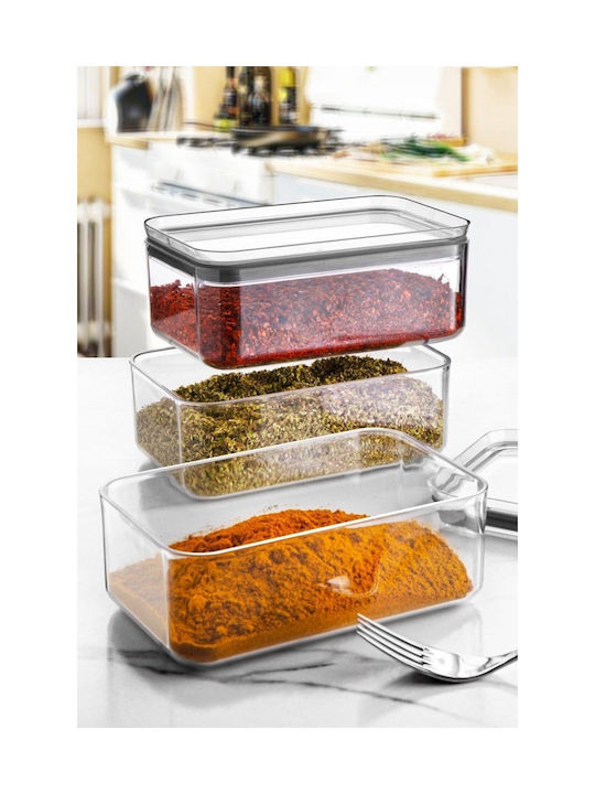 SteweHome Set of 3 General Use Jars with Lid Plastic Orange 750ml