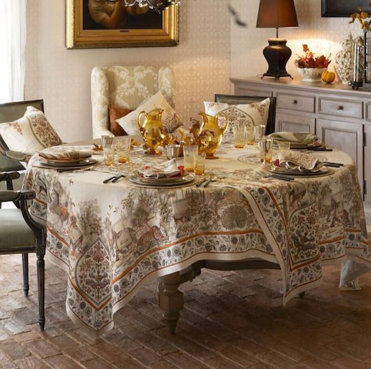 Tessitura Toscana Telerie Linen Tablecloth Mudra Beige 160x230cm