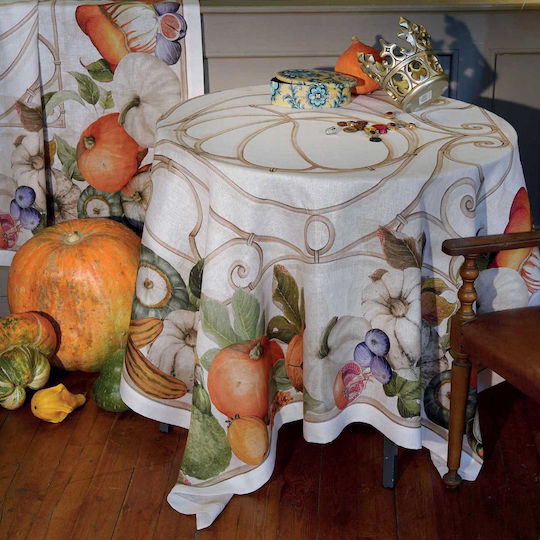 Tessitura Toscana Telerie Linen Tablecloth Cenerentola Orange 170x270cm