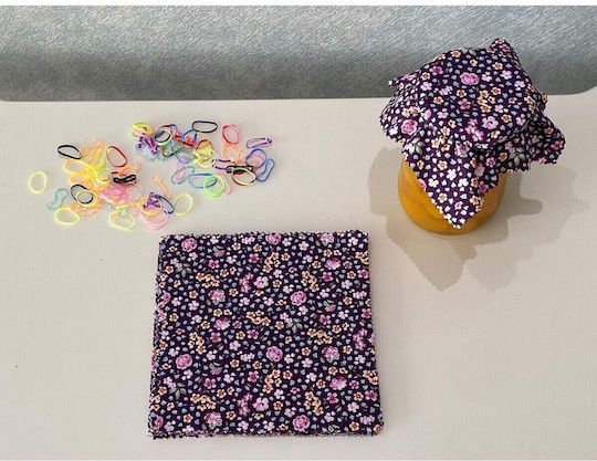 Stewehome Set Of 25 Pieces Fabric Covers For Jar Lids Flowers Multicolored Elastic Tying Bands Purple