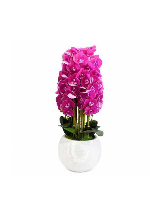 Orhidee Artificială Decorativă 90cm Alb Ghiveci 87556-3