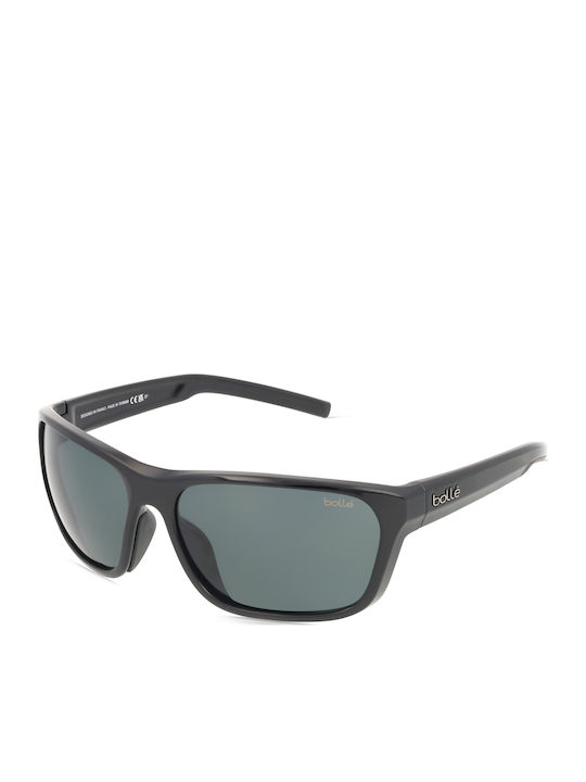 Unisex Sunglasses with Black Horn-Rimmed Frame and Grey Lens