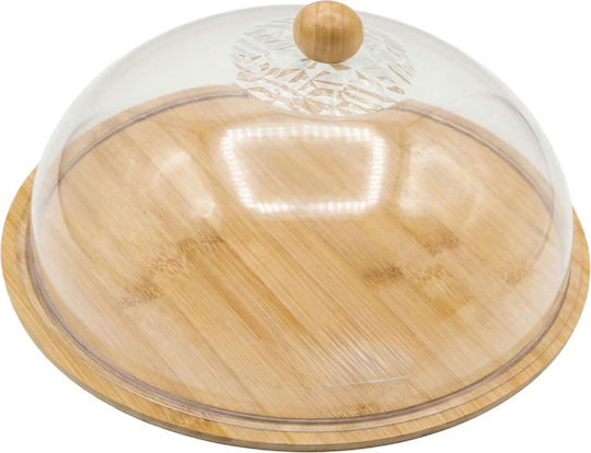Bamboo Тортиера Дървена С Капак И Стойка Прозрачна 37см.