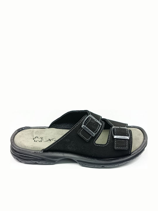 Leather Men's Sandals In Black Colour
