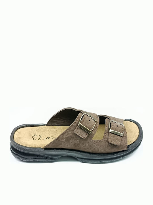 Leather Men's Sandals In Brown Colour