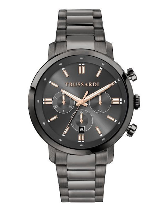 Trussardi T-couple Men's Watch 43mm Battery with Grey Metal Bracelet