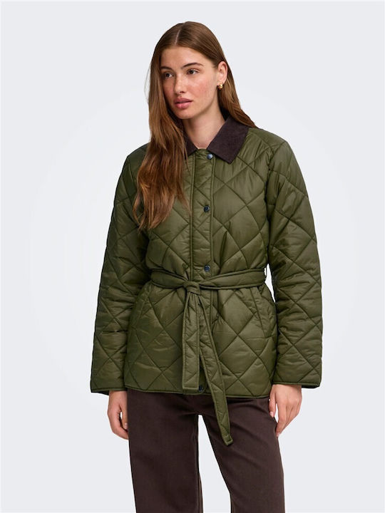 Only Langes Damen Jacke Für Winter Khaki