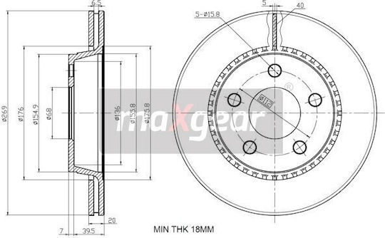 Volkswagen Bremsscheibe Zurück A8 1996-1999 269x20mm A100 1985-1990 92037100