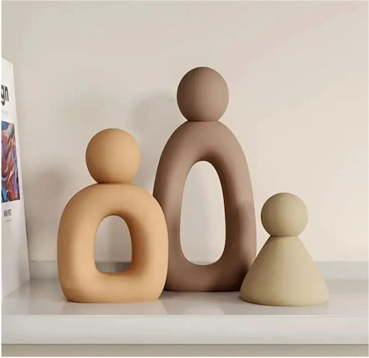 Stewehome Decorative Modern Bohemian Set Of Three Pieces Abstract Family Figure Stone Powder Multicolour 12x12 Cm