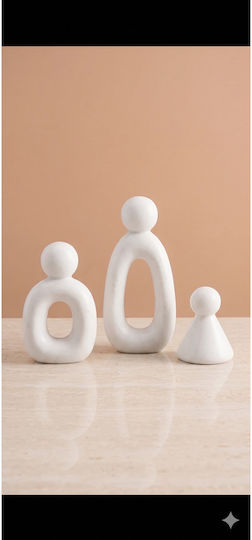 Stewehome Set Of 3 Pieces Decorative Abstract Modern Family Figures White Stone Powder 8x6 Cm