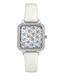 Women's Watch Battery with White Leather Strap