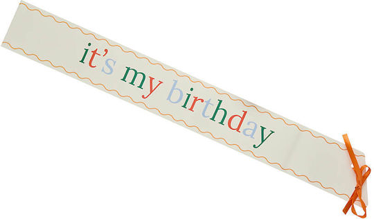 Ribbon "It's My Birthday" Paper Green Orange & Sky Blue Letters