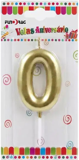 Birthday Candle Cake Number 0 Metallic Gold