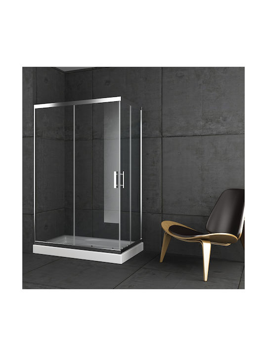 Orabella Stardust Easy Fix Shower Cabin with Sliding Door 90x130cm Clear Glass Chrome