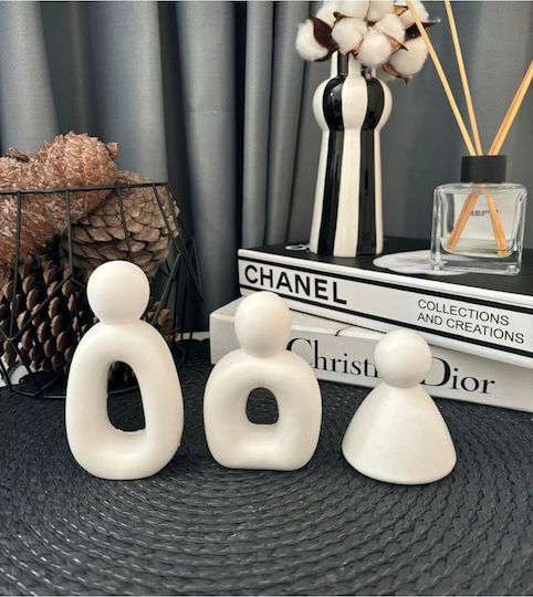 Stewehome Set Triplu De Obiecte Decorative Bibelouri Stil Scandinav Beton Alb 8x8 Cm