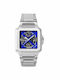 Off White Herrenuhr Batterie mit Silber Metall-Armband