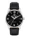 Men's Watch 39mm Battery with Black Leather Strap
