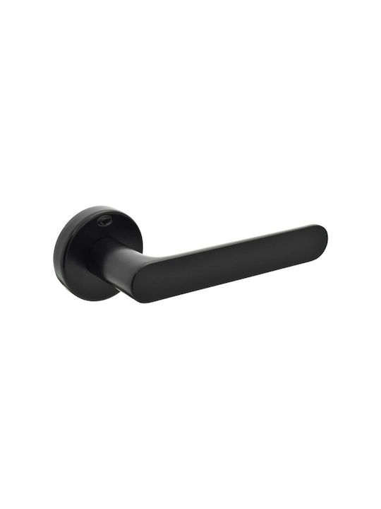 Convex Front Door Lever With Rosette 1905 Pair With Mouthpiece Matt Black