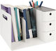 Belle Vous Desk Organizer 3 Drawers 2 Compartments Documents Made Durable Pp Plastic 28.3 X 21 X 18.8 Cm White