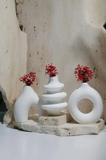 Stewehome Set 3 Stücke Moderner Beton Tischdekoration Vase Design Weiß 10x10x9 cm