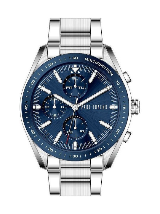 Paul Lorens Ανδρικό Ρολόι 41mm Μπαταρίας Ασημί