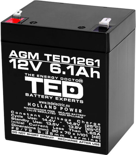 TED Electric A0058601 UPS Battery with Capacity 6.1Ah and Voltage 12V