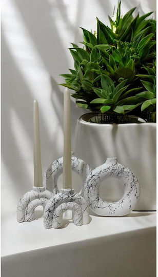 Stewehome Set Of Decorative Vase Candle Holder Bohemian Style White 10x15 Cm