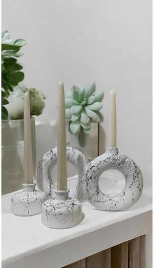 Stewehome Set Of Decorative Vase Candle Holder Bohemian Style White 10x10 Cm