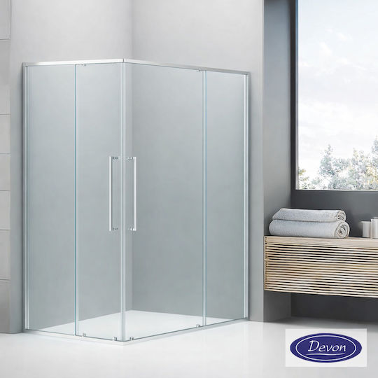 Devon Elli Corner Entry Καμπίνα Ντουζιέρας με Συρόμενη Πόρτα 90x70x200cm Chrome