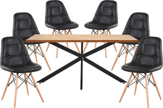 Set de sufragerie cu 6 scaune 160x80cm