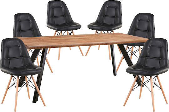 ArteLibre Esszimmermöbel-Set mit 6 Stücken 180x90cm