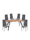 Dining Room Set with 6 Chairs 160x90cm