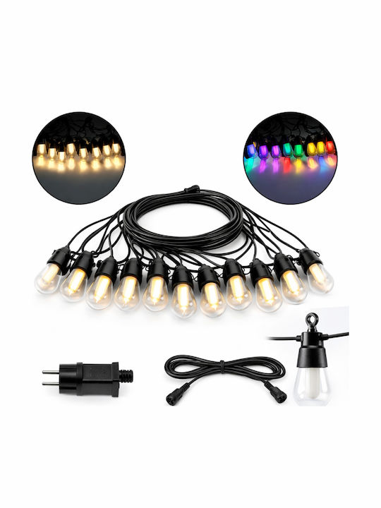 Waterproof Garland Lights LED IP44 15m with 16 RGB Lamps