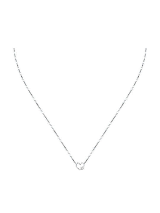 La Petite Story Necklace with Heart Design Made of Silver with Zircon