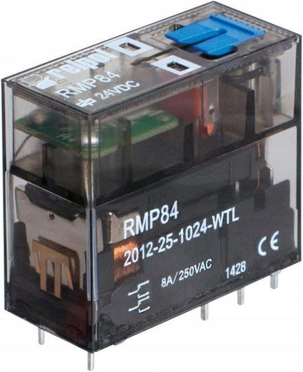 Schneider Electric Ρελέ Ράγας Ισχύος 8A Διπολικό με Τάση 24V