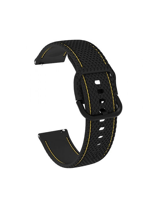 Curea Silicone Stitching Line Amazfit Bip 6 46mm 22mm Negru Linie Galbenă Curea Silicone Stitching Line Amazfit Bip 6 46mm 22mm Negru Linie Galbenă