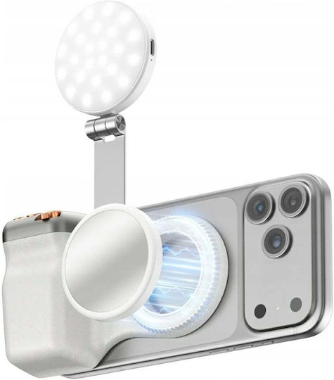 4smarts Suport Magnetic pentru Smartphone Grip Fotografic Lumină de Umplere Control Wireless Alb 541802