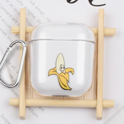 Hard Transparent Case With Hook Hanging Apple AirPods Banana