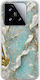 Husă Cracked Marble Albastru Deschis Auriu Xiaomi 15 5g TPU Flexibil Silicon Transparent