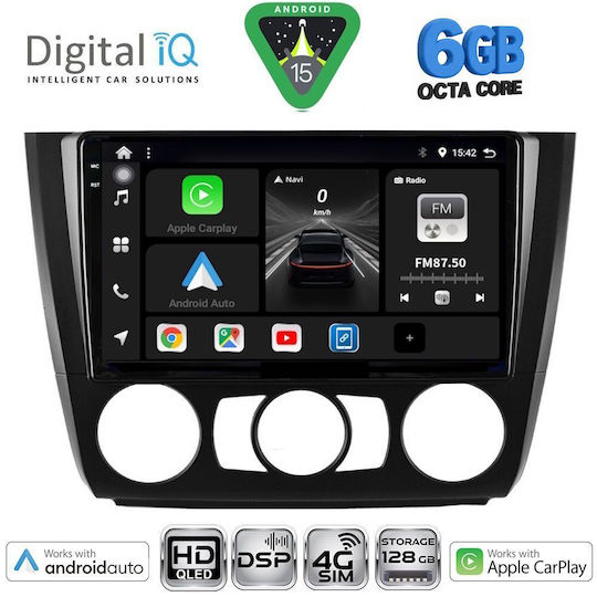Digital IQ Ηχοσύστημα Αυτοκινήτου για BMW Σειρά 1 2004-2013 με A/C (Bluetooth/USB/WiFi/GPS/Apple-Carplay/Android-Auto) με Οθόνη Αφής 9"