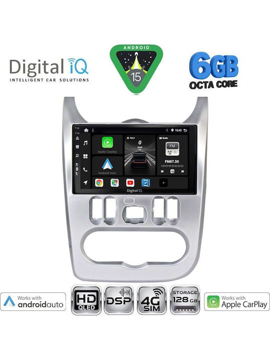 Digital IQ Car Audio System for Renault Logan Dacia Duster Logan Sandero 2006-2012 Bluetooth USB WiFi GPS Apple CarPlay Android Auto with 9" Touch Screen