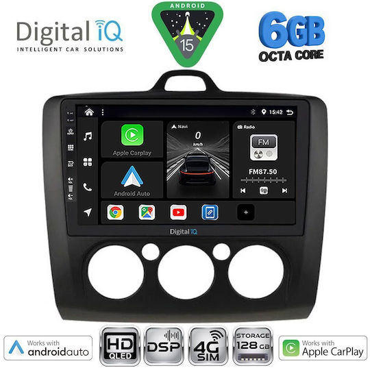 Digital IQ Car Audio System for Ford Focus 2005-2012 with A/C (Bluetooth/USB/WiFi/GPS/Apple CarPlay/Android Auto) with 9" Touch Screen