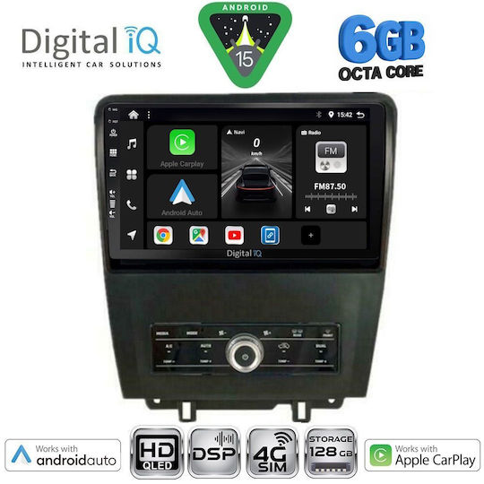 Digital IQ Car Audio System for Ford Mustang 2010-2015 Bluetooth USB WiFi GPS Apple CarPlay Android Auto with 9" Touch Screen